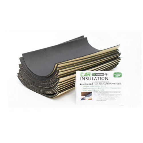 Car Insulation UK 24 Sheets Closed Cell Foam – 3mm Sound Deadening Proofing For Van, Car, Boat (50cm X 30cm)