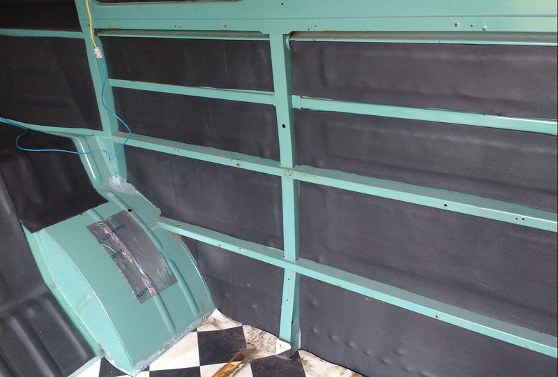 Car insulation kit on a car interior with 'CAR INSULATION' branding.