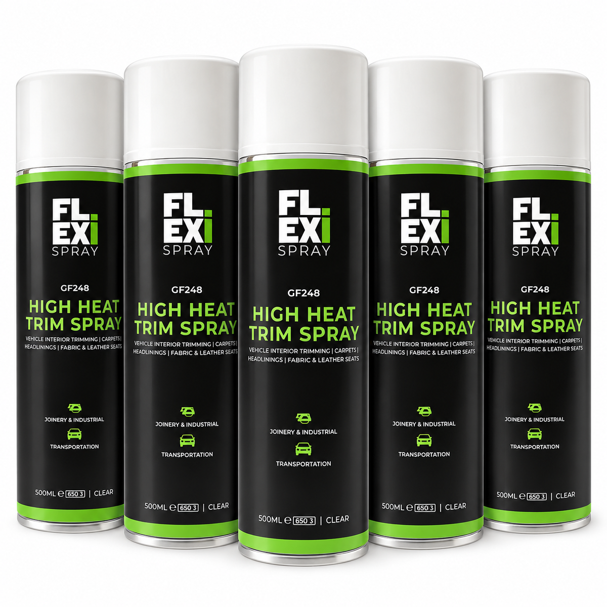FLEXi GF248 High Heat Spray Adhesive Glue 500ml x 5 - Heat Resistant Automotive & Campervan Trim Adhesive