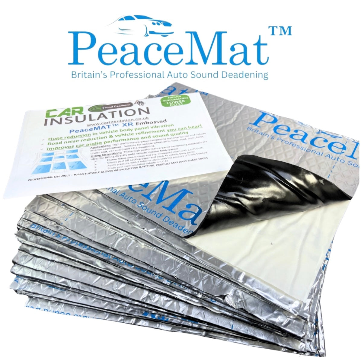 PeaceMAT™ XR (x40 Sheets) Anti Vibration Panel Sound Deadening Pads, Silver