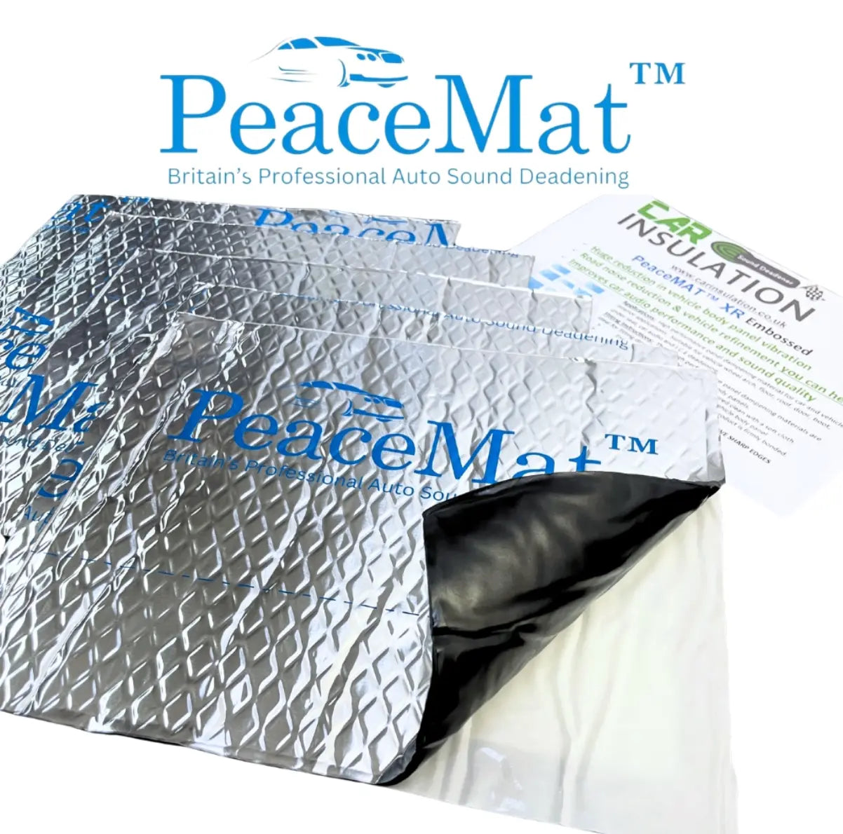 PeaceMAT XR Car, Van Sound Deadening Butyl Adhesive Sheets, Silver 2mm Mats - Car Insulation UK