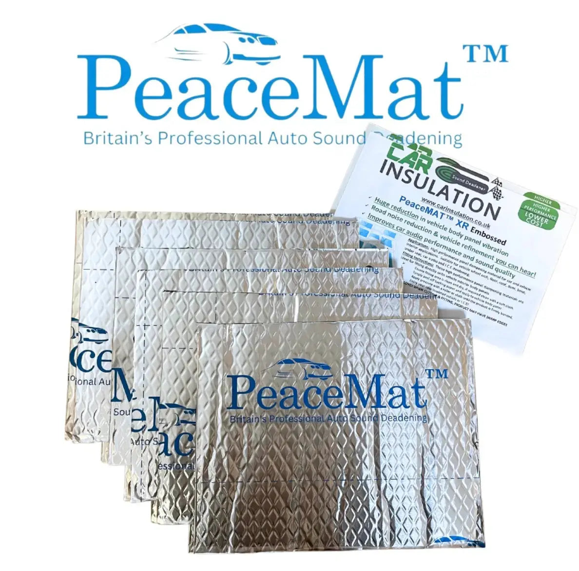 PeaceMAT XR Car, Van Sound Deadening Butyl Adhesive Sheets, Silver 2mm Mats - Car Insulation UK