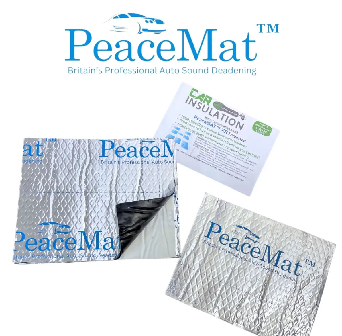 PeaceMAT XR Car, Van Sound Deadening Butyl Adhesive Sheets, Silver 2mm Mats - Car Insulation UK