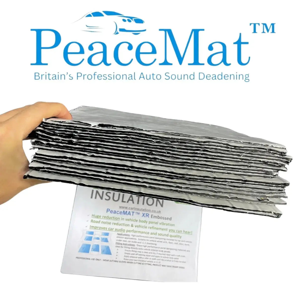 PeaceMAT XR Car, Van Sound Deadening Butyl Adhesive Sheets, Silver 2mm Mats - Car Insulation UK