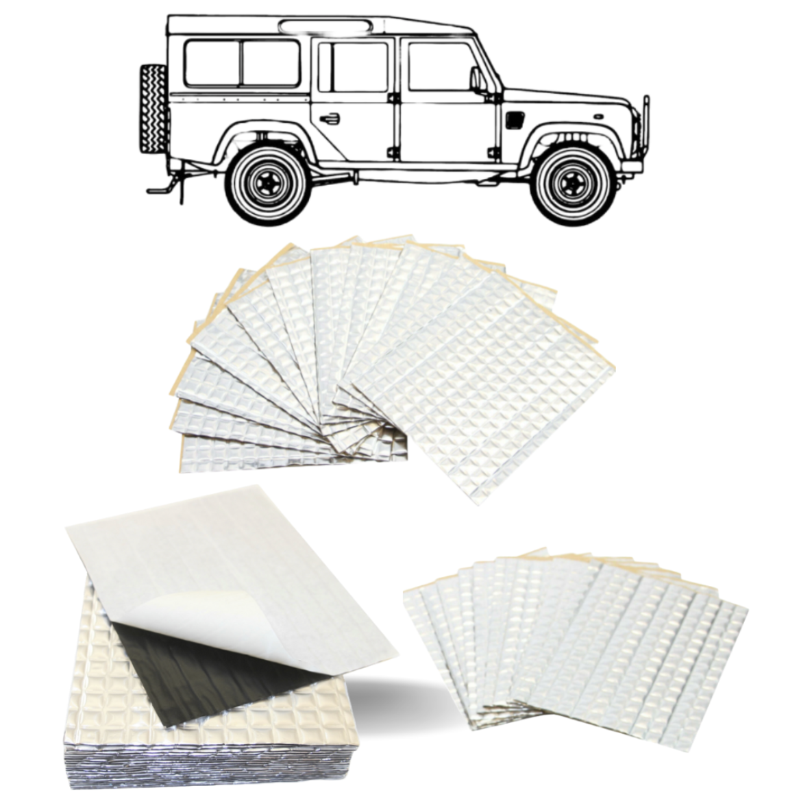 2mm Land Rover 90 LWB Sound Deadening Kit, Premium PeaceMAT XR Vibration Damping Sheets